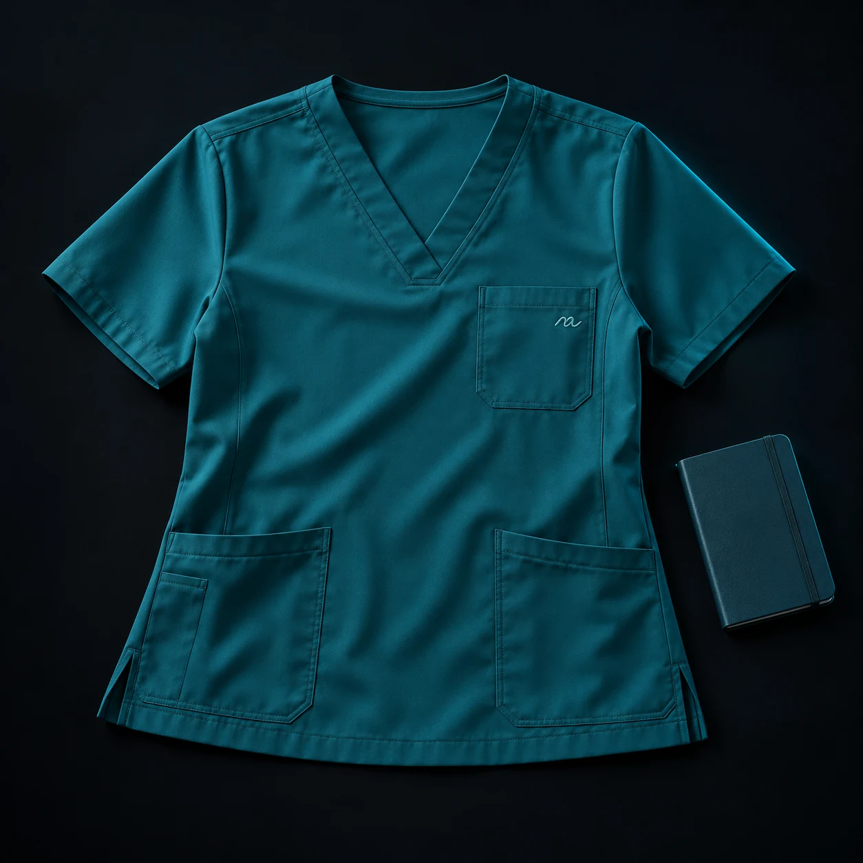 Teal scrub top for a healthcare team — design concept